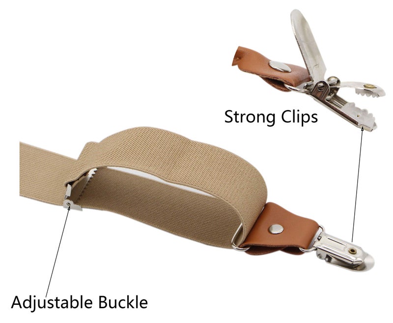 Timiot Menâ€™s Y-Back 4 Metal Clip Elastic Wide Suspenders Perfect For Both Casual&Formal (Champagne) - Image 3